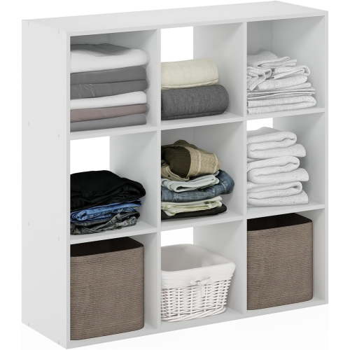 Closet Organizers and Storage, 9-Cube Closet Organizer, Open Shelf Closet Storage, for Wardrobe, Bedroom, Living Room, White