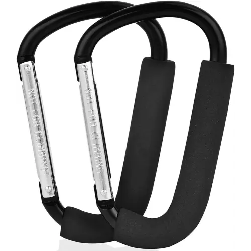 2 Pack Stroller Hooks,6.3" Large Stroller Clips,Stroller Hook for Hanging Diaper Bags and Shopping,Universal Stroller Accessories for Mommy,Large Carabiner Clip Heavy Duty