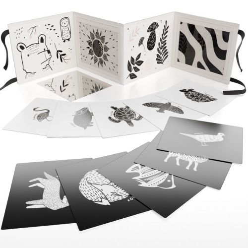 Soft Tummy Time Book With Baby-safe Mirror - Black & White Montessori Toy With Crinkle & 20 High-contrast Designs For Infant Development