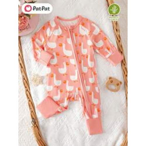 PatPat PatPat Bamboo Fiber Long Sleeve Jumpsuit With Cartoon Goose Print For Baby Girl | SHEIN USA
