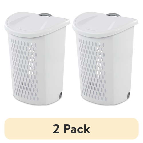 (2 pack) Sterilite Ultra™ Wheeled Hamper Plastic Adult, White