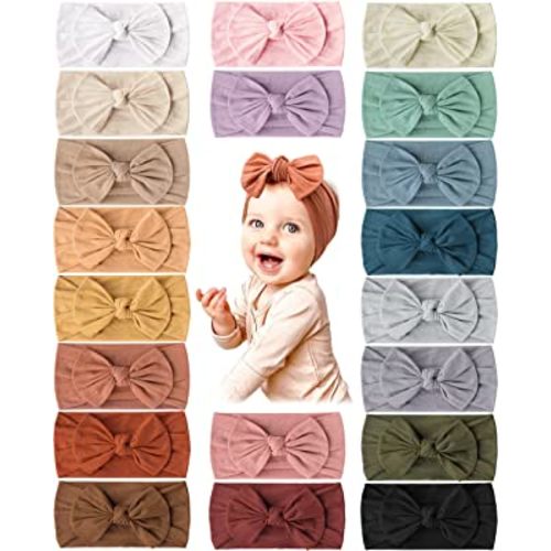 Prohouse 20PCS Baby Nylon Headbands Hairbands Hair Bow Elastics for Baby Girls Newborn Infant Toddlers Kids