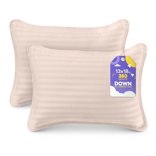 Utopia Bedding Toddler Pillow (Light Pink, 2 Pack), 13x18 Pillows for Sleeping, Soft and Breathable Cotton Blend Shell, Small Kids Pillow Perfect for Toddler Bed and Travel (Intended for age 2 and up)