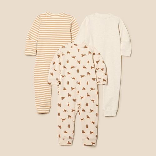 Amazon Essentials Unisex Babies' Cotton Zip-Front Footless Sleepsuit, Pack of 3