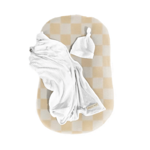 Baby Lounger Cover - Natural Creme Checkered