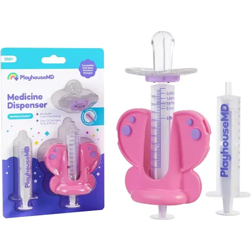 Medicine Buddy Medication Dispenser, Butterfly - Liquid Syringe for Newborns, Infants, Babies & Toddlers - Baby Medicine Kit with Pacifier Attachment for Accurate Dosing