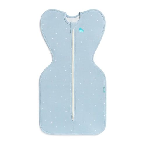 Love to Dream Swaddle Up Original, Arms Up Position, Light and Ultra Breathable Cotton - Wearable Blanket - 1.0 TOG - (20-24°C) Ideal for Moderate Temps (Twinkle Powder Blue, Small, 3.5–6kg)