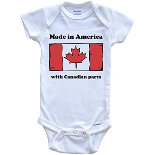 Really Awesome Shirts Made In America With Canadian Parts Funny Canada Flag One Piece Baby Bodysuit