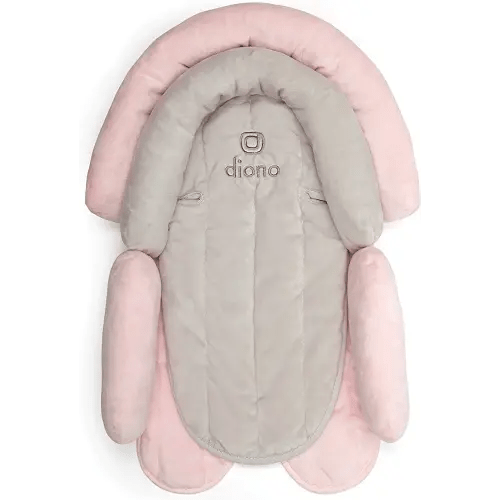 Diono Cuddle Soft 2-in-1 Baby Head Neck Body Support Pillow For Newborn Baby Super Soft Car Seat Insert Cushion, Perfect for Infant Car Seats, Convertible Car Seats, Strollers, Gray/Pink