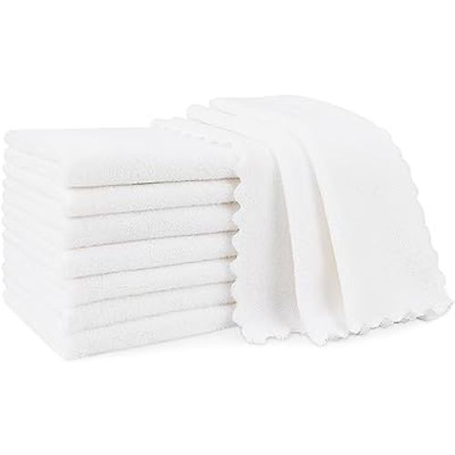 Orighty Burp Cloths for Baby 8 Pack - Super Soft & Absorbent Coral Fleece Baby Burp Cloth - 20 x 10 Inch Gentle & Large Burp Rugs for Baby Sensitive Skin - Burping Cloths for Newborn Essential, White