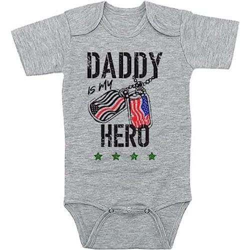 TeeNow - Daddy Is My Hero (Custom Color All Branches) - US Military Inspired Baby Infant Bodysuit - Boy/Girl