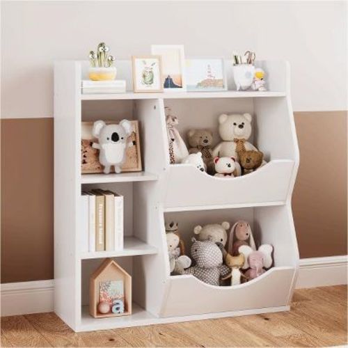 5-Cubby Kids Bookshelf & Playful Bookcase for Boys and Girls, Toy Storage Organizer for Books and Toys
