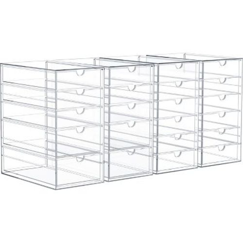 Sorbus 4 Piece 22-Drawer Clear Stackable Storage Organizer - Bathroom, Laundry Room & Home Countertop Drawer System