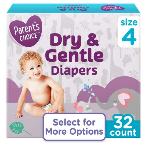 Parent's Choice Dry & Gentle Diapers Size 4, 32 Count (Select for More Options)