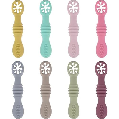 8 Pcs Baby Led Weaning Utensils, First Stage Silicone Baby Spoon, Multicolor Baby Spoons Self Feeding 6+ Months, Cucharas para Bebes for Solids and Purees