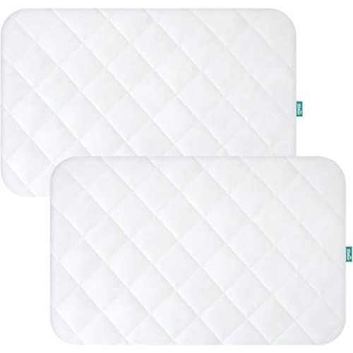 Pack and Play Sheets Fitted 2 Pack Waterproof Pack and Play Mattress Protector Pad Cover Quilted Compatible with Graco Pack n Play & Dream On Me & Pamo Babe, Playpen/Playard 39" x 27" White