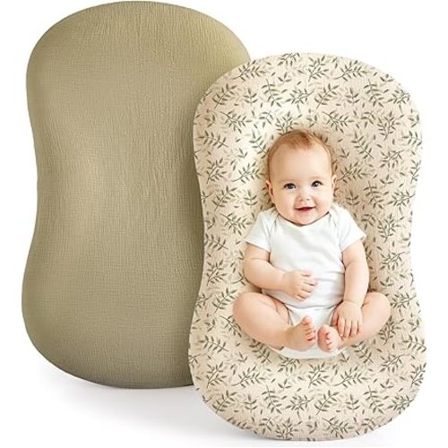 Termichy Baby Lounger Cover Muslin: Skin-Friendly Slipcover for Snuggle Me Lounger - Removable & Machine Washable for Daily Use - Snug Fit & Zipper-Free Baby Lounger Cover for Newborn Girls