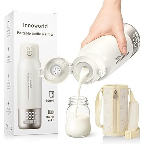 Portable Bottle Warmer for Travel, 20 oz Large Capacity Bottle Warmer On The Go, 10400mAh Long-Lasting Battery&Super Fast Charging in 2.5 Hours, Fast Heating for Breastmilk, Formula, Water