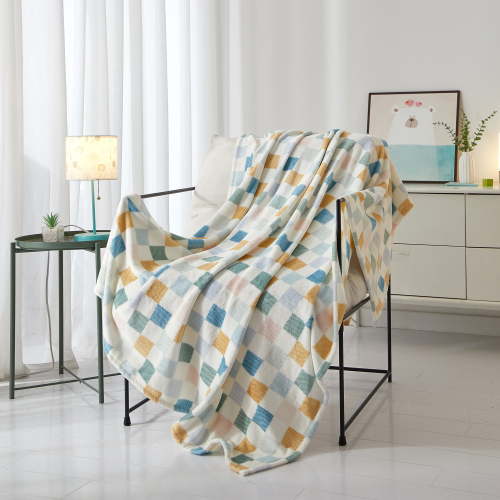 Mainstays Cozy Plush Throw Blanke, Multi Color Checkered 50" x 60" All Ages