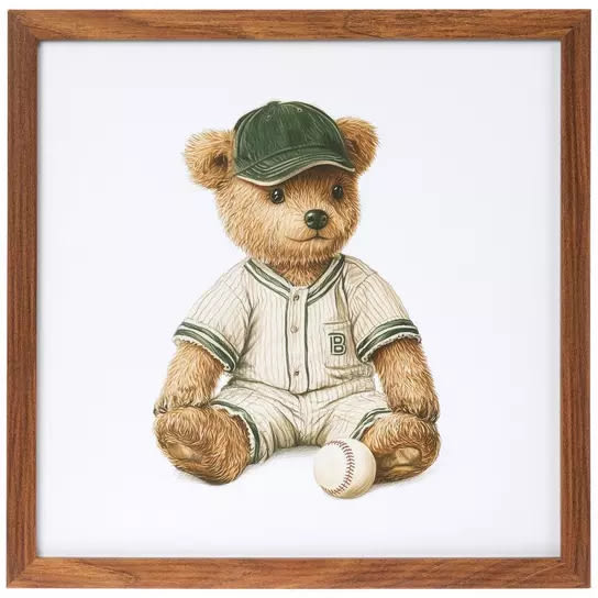Baseball Teddy Bear Wood Wall Decor
