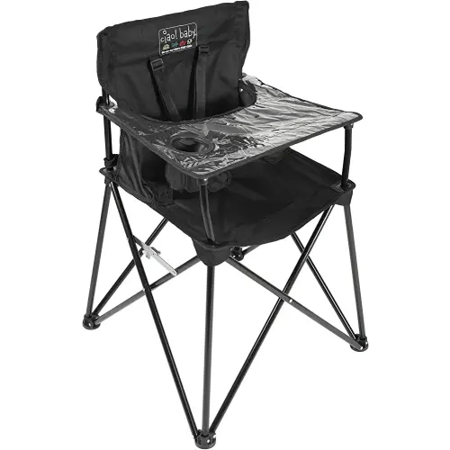 ciao! baby Portable High Chair for Babies and Toddlers, Compact Folding Travel High Chair with Carry Bag for Outdoor Camping, Picnics, Beach Days, and More (Black)