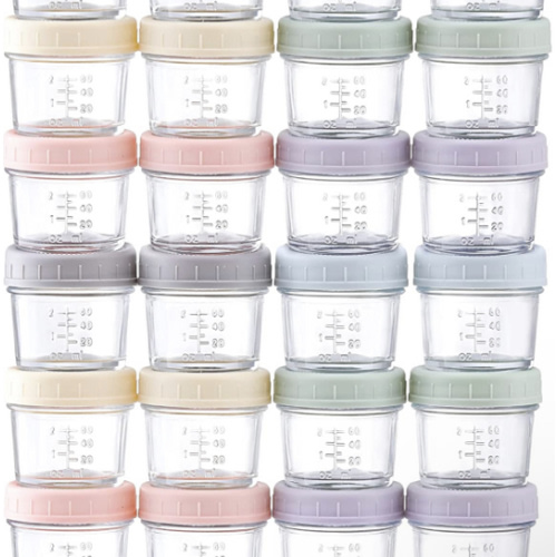 Amazon.com: VITEVER 24-Pack Glass Baby Food Storage Containers - 4 oz Baby Food Storage Jars With Lids, Baby Food Maker, Microwave, Dishwasher & Freezer Safe : Baby