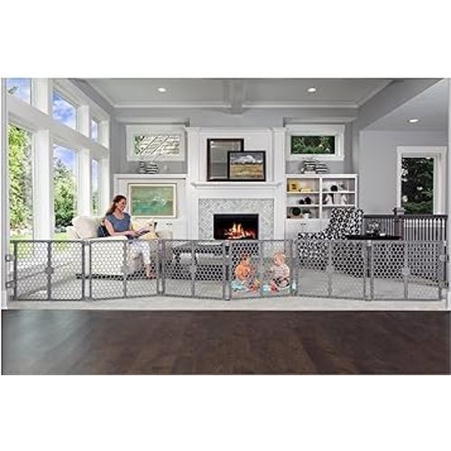 Regalo Plastic 192-Inch Super Wide Adjustable Baby Gate and Play Yard, 2-In-1, Bonus Kit, Includes 4 Pack of Wall Mounts-4 Count (Pack of 1)
