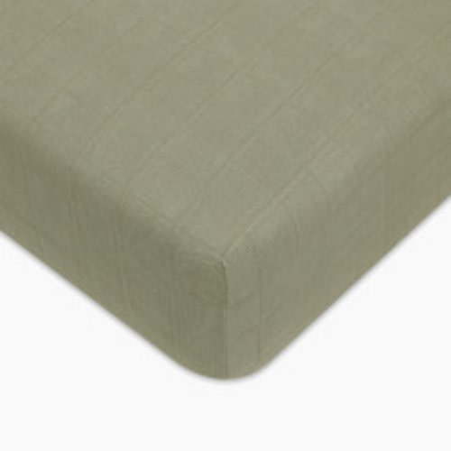 babyletto Crib Sheet in GOTS Certified Organic Muslin Cotton - Matcha