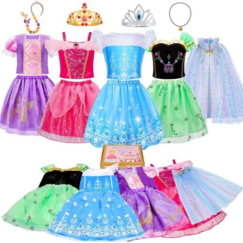Meland Princess Dress Up Trunk for Girls 3-8, 16PCS Princess Toys Set, Pretend Play Gift for Birthday, Christmas, Halloween