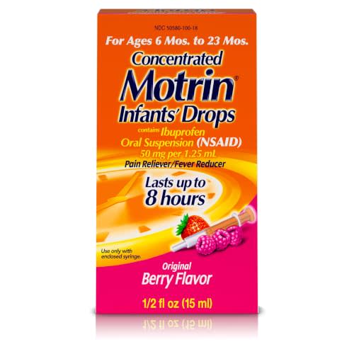 Infants' Motrin Concentrated Drops, Ibuprofen, Berry, 0.5 oz | Concentrated Liquid Medicine, NSAID, Fever Reducer & Pain Reliever for Babies, 2 Pack