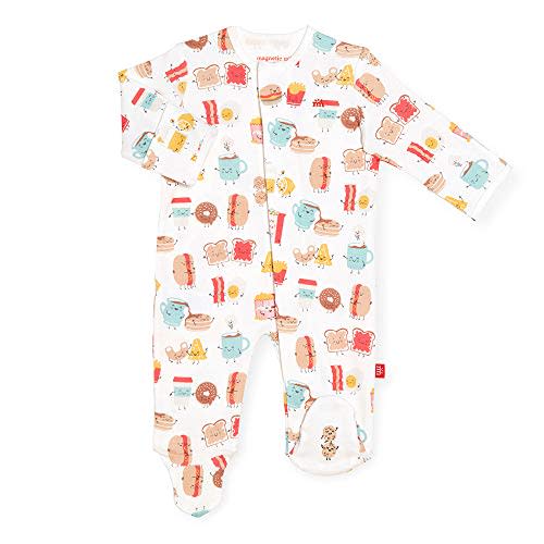 Magnetic Me Footie Pajamas - 100% Organic Cotton Baby Pajamas - Quick Magnetic Fastener Sleeper for Baby Boy and Girl