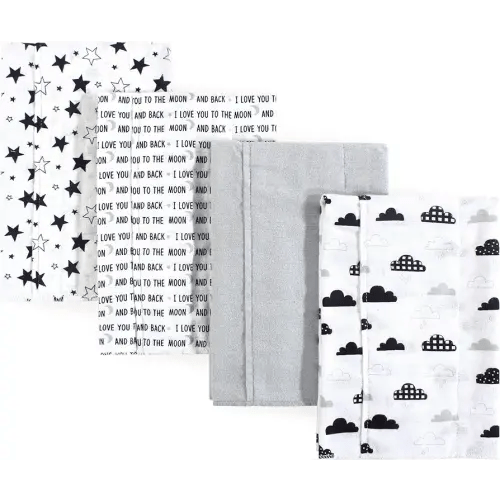 Hudson Baby Unisex Baby Cotton Flannel Burp Cloths, Moon And Back, One Size
