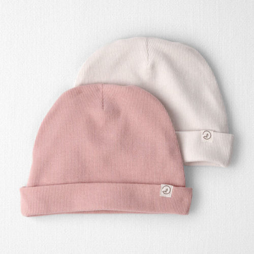 Baby Girl 2-Pack Organic Cotton Rib Caps | Carter’s Oshkosh Canada