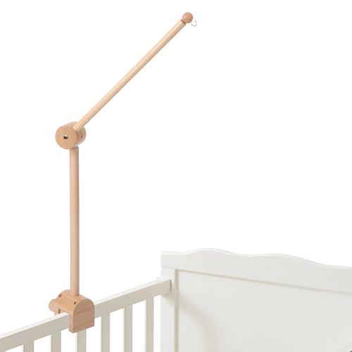 Baby Crib Mobile Arm, Nicemer Wooden Mobile Arm for Crib, 3D 360° Adjustable, Mobile Hanger for Crib Baby Boy Girl Nursery Decor