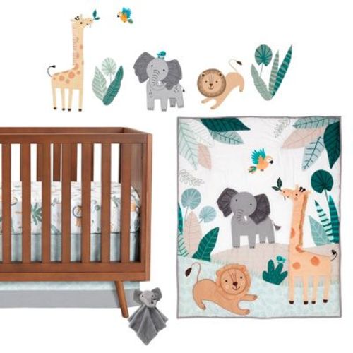 Lambs & Ivy Jungle Friends 5-piece Safari Animals Nursery Baby Crib Bedding Set