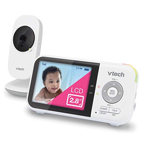 VTech VM819 Video Baby Monitor with 19 Hour Battery Life, 1000ft Long Range, 2.8” Display, Auto Night Vision, 2Way Audio Talk, Temperature Sensor and Lullabies,480p - 1 camera