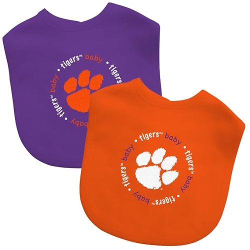 Baby Fanatic Infant Unisex Bibs 2 Pack - NCAA Clemson Tigers Baby Clothes, 100% Cotton, Easy Hook & Loop Closure, Machine Washable