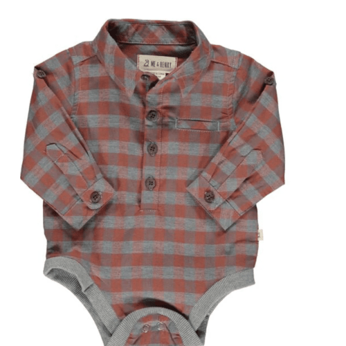 Jasper Woven Bodysuit - Rust/Grey Plaid by Me & Henry - FINAL SALE – Pacifier Kids Boutique