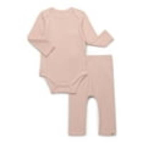 easy-peasy Baby Boys or Girls Organic Rib Long Sleeve Bodysuit with Pocket and Leggings Set, 2-Piece, Sizes 0M-24M