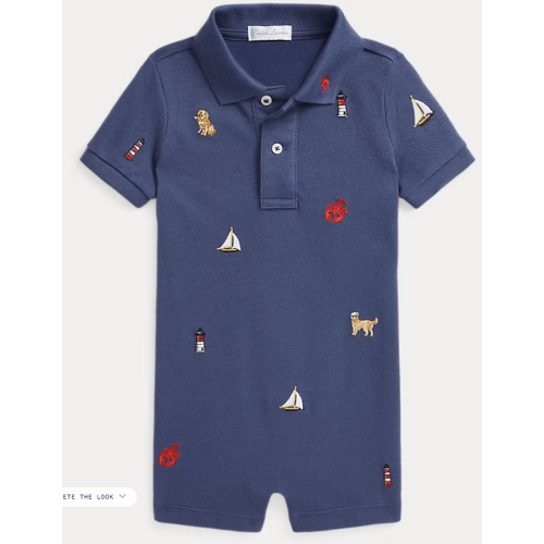 Embroidered Cotton Mesh Polo Shortall