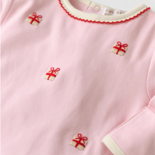 Present Embroidery Romper - Palm Beach Pink