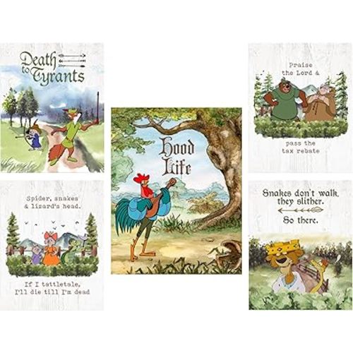 Silly Goose Gifts Watercolor Robin Hood Cartoon Movie Character Themed Wall Art Print Decor - For Room Bath Home 8x10in. Picture Poster Hanging Sign Decoration (Classic, 5)