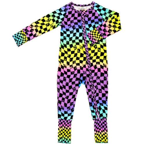 Rainbow Checker Zip Up Pajamas | Strictly Wild