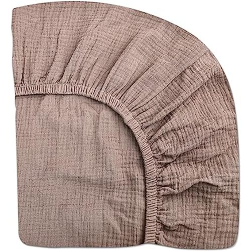 Mini Crib Sheets for Baby Boy Girl, Neutral Mini Crib Mattress Sheet 24" x 38", Muslin Nursery Bedding Soft and Breathable Comfort(Vintage Taupe)