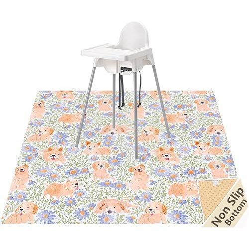 Splat Mat for Under High Chair/Arts/Crafts, Waterproof and Anti-Slip Splash Mat Floor Protector, Washable Highchair Floor Mat, 51 Inch Reusable Messy Mat and Baby Feeding Table Cloth