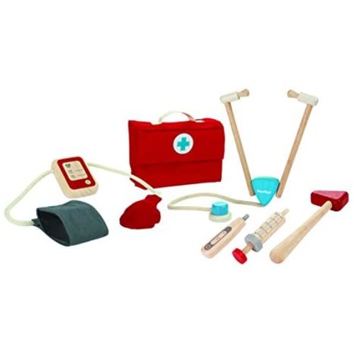 PlanToys Doctor Dr. Set with Wooden Stethoscope (3451) | Sustainably Made from Rubberwood and Non-Toxic Paints and Dyes