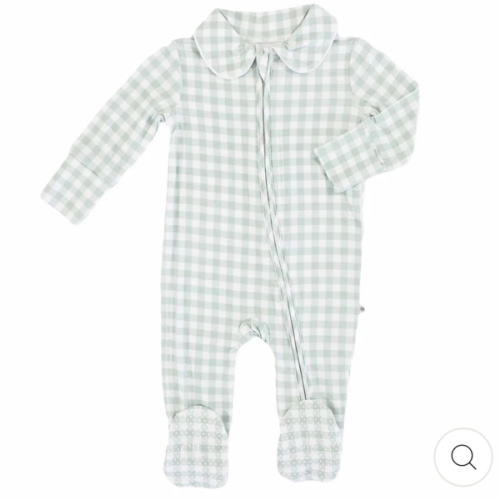 Peter Pan Collar Zipper Footie, NB in Green