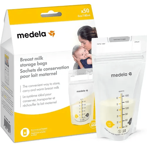 Medela Breastmilk Storage Bags, Ready to Use Breast Milk Storing Bags for Breastfeeding, Self Standing Bag, Space Saving Flat Profile, 50 Count (Pack of 1)