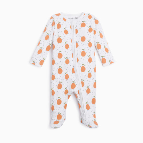 Organic Cotton Printed 2-Way Zip Footie - Peachy