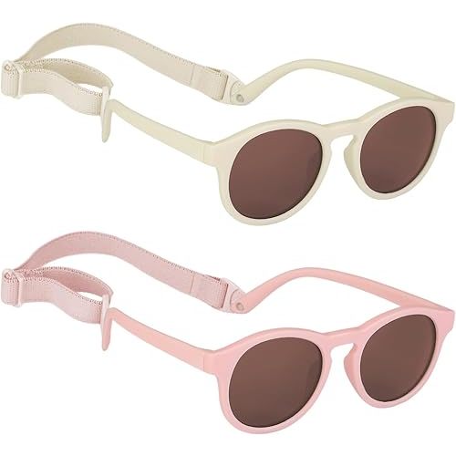 2 Pack Toddler Sunglasses Polarized with Strap for 0-24 Months/2-12 Years Kids, Girls Boys Baby Glasses UV Protection
